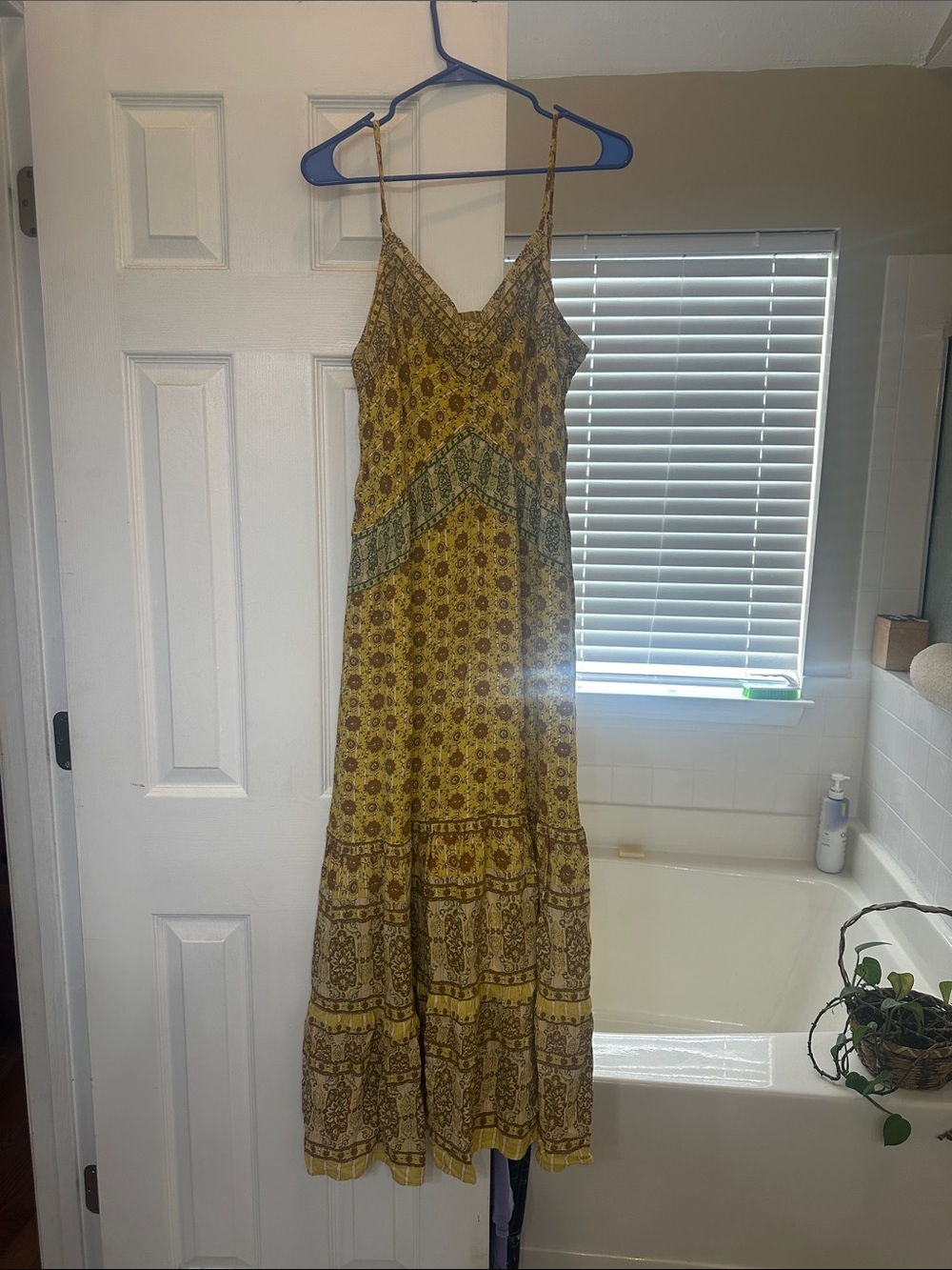 Yellow Floral Maxi Dress with Spaghetti Straps
